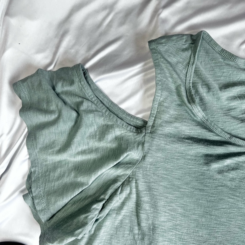 Express Sage Green Blouse with Cutout Sleeves - Picture 8 of 12